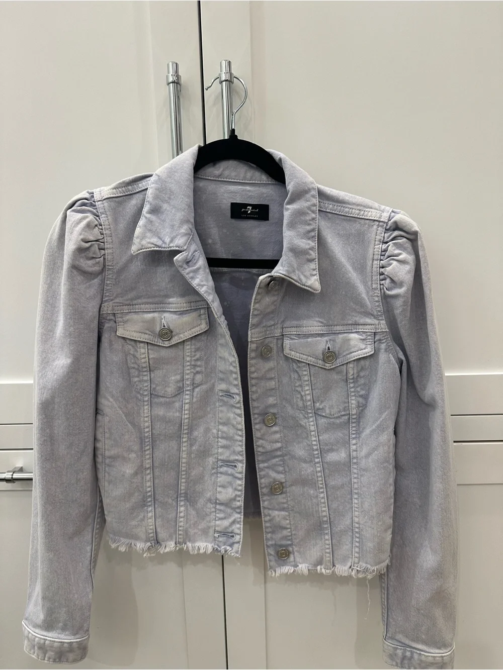 7 For All Mankind Puff Sleeve Classic Jean denim Jacket - Women’s Small- l
